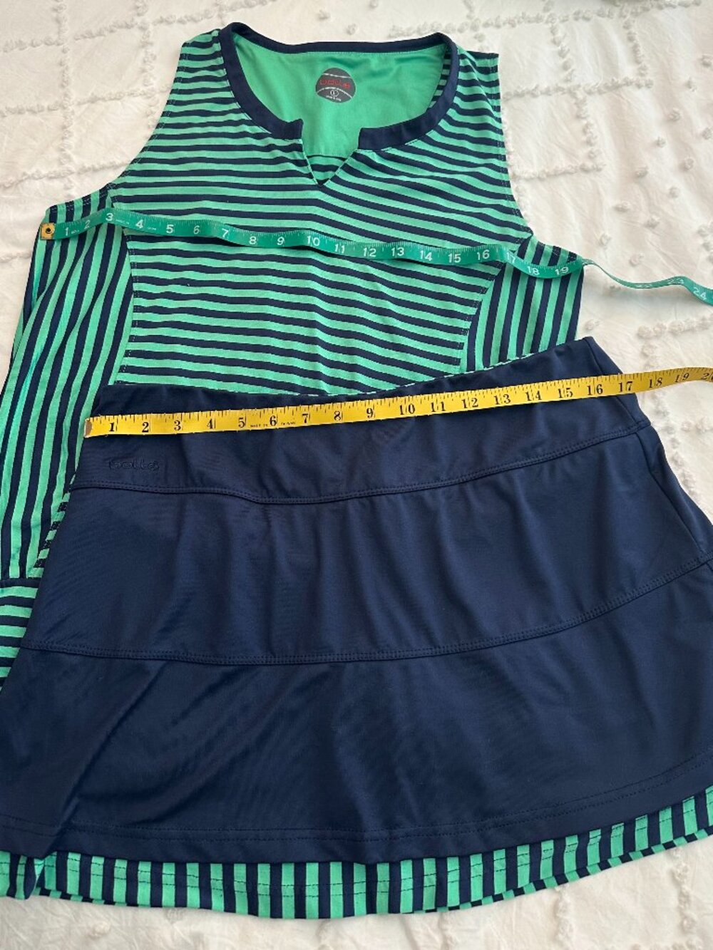 Bollé Golf Tank & Skort Set Women's Large Green Navy Striped Athletic Tennis Out - Picture 10 of 11